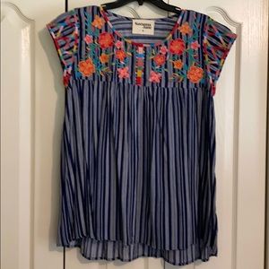 Embroidered Blue Blouse